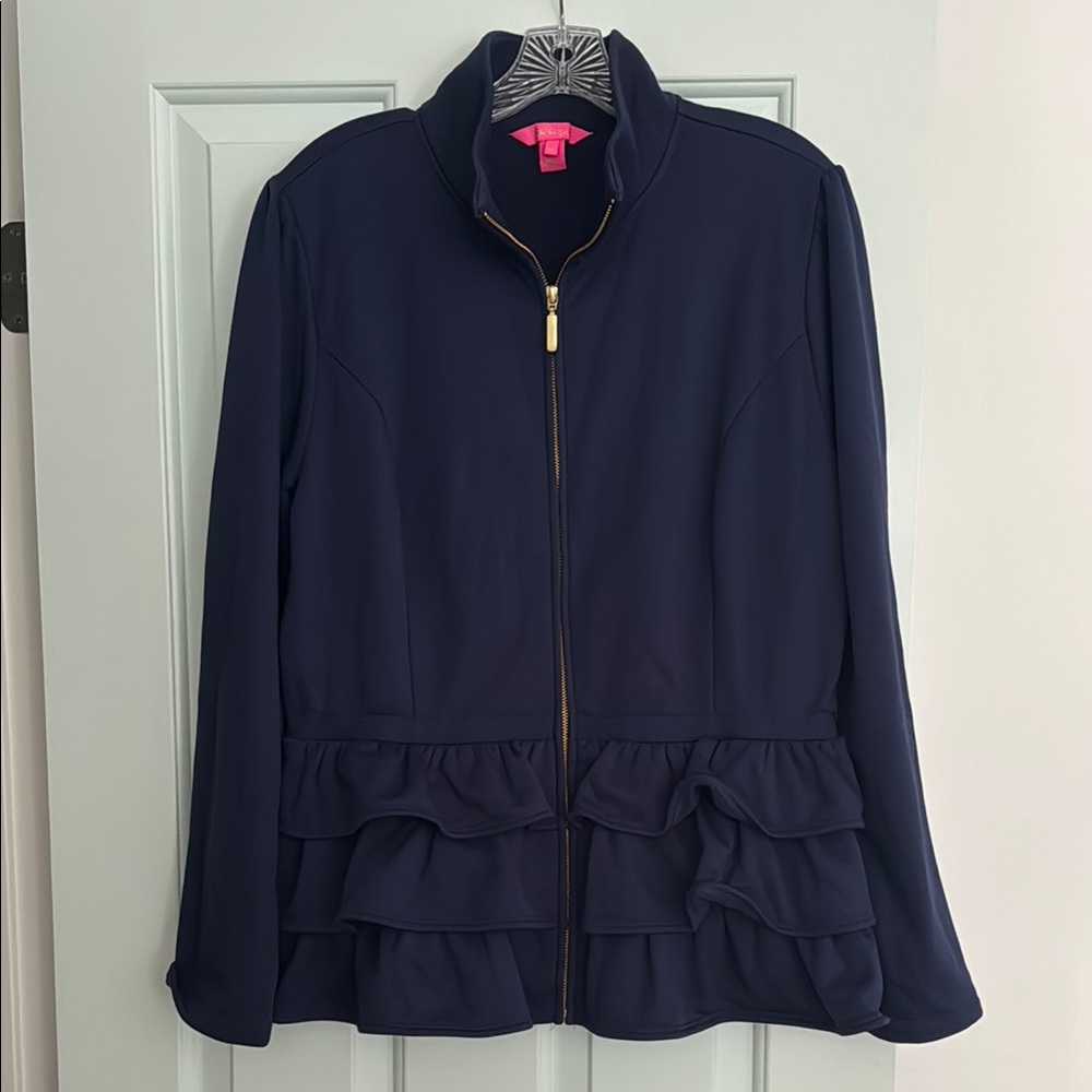 Lilly Pulitzer Navy Ruffled Blazer